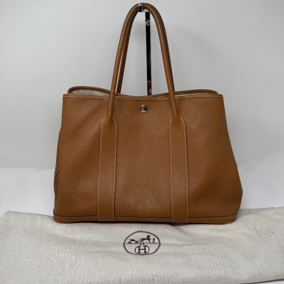 Hermes Garden Party MM Genuine Negonda Leather Tote Purse Bag Camel Brown Tan - Picture 1 of 16
